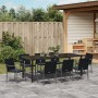 Set de Comedor para Jardín de 9 Piezas con Cojines de Ratan de Poliéster Negro | Foro24.es | Tu tienda online para hogar, jardín y más Foro24.es