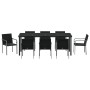 Set de Comedor para Jardín de 9 Piezas con Cojines de Ratan de Poliéster Negro | Foro24.es | Tu tienda online para hogar, jardín y más Foro24.es