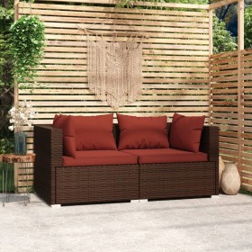 Sofá de 2 plazas con cojines ratán sintético marrón von vidaXL, Gartensets - Ref: Foro24-317542, Preis: 194,04 €, Rabatt: %