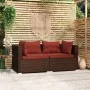 Sofá de 2 plazas con cojines ratán sintético marrón by vidaXL, Garden sets - Ref: Foro24-317542, Price: 185,81 €, Discount: %