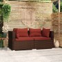 Sofá de 2 plazas con cojines ratán sintético marrón von vidaXL, Gartensets - Ref: Foro24-317542, Preis: 194,04 €, Rabatt: %