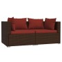 Sofá de 2 plazas con cojines ratán sintético marrón von vidaXL, Gartensets - Ref: Foro24-317542, Preis: 194,04 €, Rabatt: %
