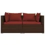 Sofá de 2 plazas con cojines ratán sintético marrón by vidaXL, Garden sets - Ref: Foro24-317542, Price: 185,81 €, Discount: %