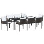 Conjunto de Comedor de Jardín de 9 Piezas con Cojines Marrón Poliratán by , Garden chairs - Ref: Foro24-3379099, Price: 679,6...