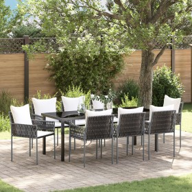 Conjunto de comedor de jardín de 7 piezas con cojines de poliratán negro de , Sillas de jardín - Ref: Foro24-3379105, Precio:...
