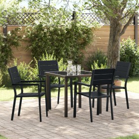 Conjunto de Comedor de Jardín de 5 Piezas Negro HDPE de , Sillas de jardín - Ref: Foro24-3379145, Precio: 350,97 €, Descuento: %