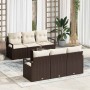 Conjunto de sofá de jardín 7 pcs Marrón y crema 55 x 55 x 37 cm