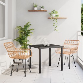 Conjunto de Comedor de Jardín de 7 Piezas Negro