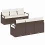 Conjunto de sofá de jardín 7 pcs Marrón y crema 55 x 55 x 37 cm