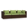 3-seater garden sofa with brown synthetic rattan cushions by vidaXL, Garden sets - Ref: Foro24-317555, Price: 345,19 €, Disco...