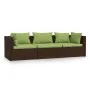 3-seater garden sofa with brown synthetic rattan cushions by vidaXL, Garden sets - Ref: Foro24-317555, Price: 340,57 €, Disco...