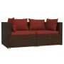 Set muebles de jardín 3 piezas y cojines ratán sintético marrón by vidaXL, Modular outdoor sofas - Ref: Foro24-317549, Price:...