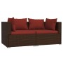 Set muebles de jardín 3 piezas y cojines ratán sintético marrón by vidaXL, Modular outdoor sofas - Ref: Foro24-317549, Price:...