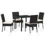 Conjunto de Comedor de Jardín 5 Piezas Negro Poliratán von , Gartenstühle - Ref: Foro24-3379220, Preis: 304,70 €, Rabatt: %