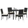 Conjunto de Comedor de Jardín 5 Piezas Negro Poliratán von , Gartenstühle - Ref: Foro24-3379220, Preis: 304,70 €, Rabatt: %