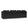 3-seater sofa with black synthetic rattan cushions by vidaXL, Garden sets - Ref: Foro24-317522, Price: 339,80 €, Discount: %