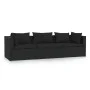 3-Sitzer-Sofa mit schwarzen synthetischen Rattankissen von vidaXL, Gartensets - Ref: Foro24-317522, Preis: 347,12 €, Rabatt: %