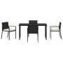 Juego de Comedor de Jardín de 5 Piezas Negro Poliratán