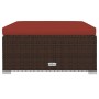 Garden footrest and brown synthetic rattan cushion 70x70x30 cm by vidaXL, Modular outdoor sofas - Ref: Foro24-317547, Price: ...