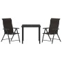 Set de Comedor de Jardín de 3 Piezas de Ratán Poliéster Negro | Foro24.es | Tu tienda online para hogar, jardín y más Foro24.es