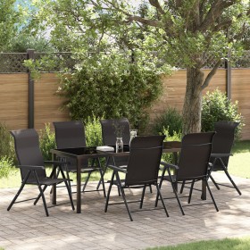 Juego de comedor de jardín de 7 piezas Ratán negro