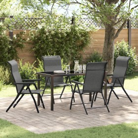Set de Jardín de 5 Piezas Gris Ratán Poliéster de , Sillas de jardín - Ref: Foro24-3379277, Precio: 365,07 €, Descuento: %