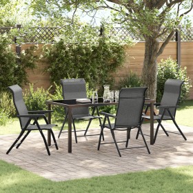 Set de Comedor de Jardín de 5 Piezas Grises en Ratán Polímero de , Sillas de jardín - Ref: Foro24-3379278, Precio: 383,90 €, ...