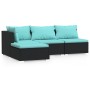 Garden set with cushions 4 pieces black synthetic rattan by vidaXL, Garden sets - Ref: Foro24-317534, Price: 418,27 €, Discou...