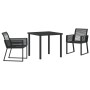Juego de Comedor de Jardín de 3 Piezas Negro Poliratán by , Garden chairs - Ref: Foro24-3379310, Price: 271,68 €, Discount: %