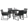 Conjunto de Comedor de Jardín de 5 piezas con Cojines Negro Ratán Poliéster | Foro24.es | Tu tienda online para hogar, jardín y más Foro24.es