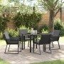Juego de Comedor de Jardín de 5 Piezas con Cojines Negro Poliratán | Foro24.es | Tu tienda online para hogar, jardín y más Foro24.es