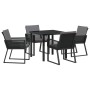 Juego de Comedor de Jardín de 5 Piezas con Cojines Negro Poliratán | Foro24.es | Tu tienda online para hogar, jardín y más Foro24.es