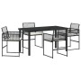 Juego de Comedor de Jardín de 5 Piezas con Cojines Poliratán Negro | Foro24.es | Tu tienda online para hogar, jardín y más Foro24.es