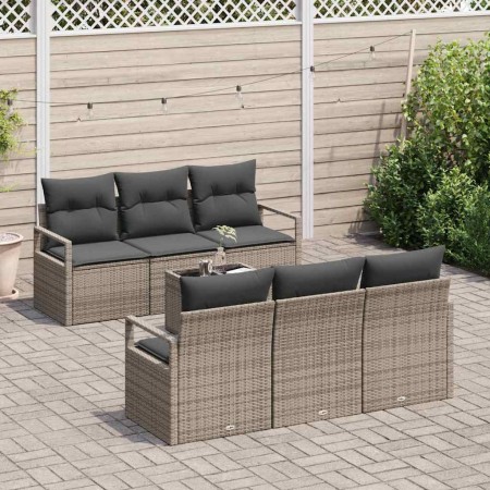 Conjunto de sofá de jardín 7 pcs Gris 55 x 55 x 37 cm