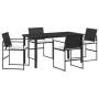 Set de Comedor de Jardín de 5 Piezas con Cojines Ratán Poliéster Negro | Foro24.es | Tu tienda online para hogar, jardín y más Foro24.es