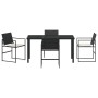 Set de Comedor de Jardín de 5 Piezas con Cojines Ratán Poliéster Negro | Foro24.es | Tu tienda online para hogar, jardín y más Foro24.es