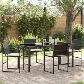 Juego de Comedor de Jardín de 5 Piezas con Cojines Negro Poliratán de , Sillas de jardín - Ref: Foro24-3379331, Precio: 281,33 €
