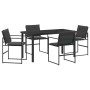 Conjunto de Comedor de Jardín de 5 Piezas con Cojines Negro