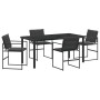 Conjunto de Comedor de Jardín de 5 Piezas con Cojines Negro Textileno y Acero von , Gartenstühle - Ref: Foro24-3379334, Preis...