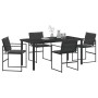 Conjunto de Comedor de Jardín de 5 Piezas con Cojines Negro Textileno y Acero von , Gartenstühle - Ref: Foro24-3379334, Preis...
