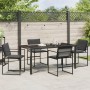 Conjunto de Comedor de Jardín de 5 Piezas con Cojines Negro Textileno y Acero von , Gartenstühle - Ref: Foro24-3379334, Preis...