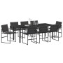 Juego de Comedor de 9 Piezas con Cojines Negro Textileno y Acero von , Gartenstühle - Ref: Foro24-3379335, Preis: 502,00 €, R...