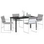 Juego de Comedor de Jardín de 5 Piezas con Cojines Blancos Textilene y Acero de de , Sillas de jardín - Ref: Foro24-3379336, ...