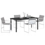 Set de Comedor de Jardín de 5 Piezas con Cojines Blanco Textilene y Acero | Foro24.es | Tu tienda online para hogar, jardín y más Foro24.es