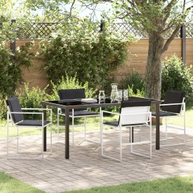 Juego de Comedor de Jardín de 5 Piezas con Cojines Blanco Textileno y Acero de , Sillas de jardín - Ref: Foro24-3379340, Prec...