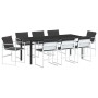 Juego de Comedor de Jardín de 9 Piezas con Cojines Blanco Textilene y Acero | Foro24.es | Tu tienda online para hogar, jardín y más Foro24.es