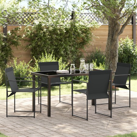 Juego de Comedor de Jardín de 5 Piezas Negro Textilene y Acero von , Gartenstühle - Ref: Foro24-3379342, Preis: 223,02 €, Rab...
