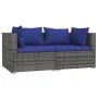 2-Sitzer-Sofa mit grauen synthetischen Rattankissen von vidaXL, Gartensets - Ref: Foro24-317564, Preis: 174,89 €, Rabatt: %