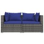 Sofá de 2 plazas con cojines ratán sintético gris de vidaXL, Conjuntos de jardín - Ref: Foro24-317564, Precio: 177,66 €, Desc...