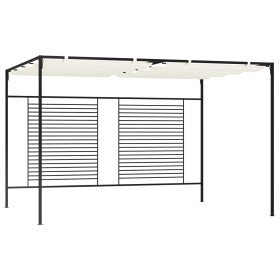 Cenador con techo retráctil color crema 3x4x2,3 m 180 g/m²